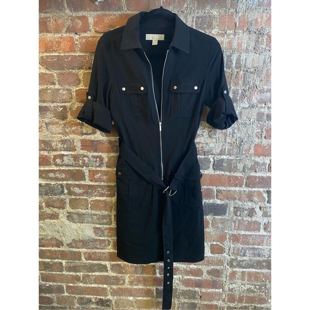 MICHAEL | Michael Kors | • Black 3/4 Sleeve Knee-length Utility Shirt Dress • La